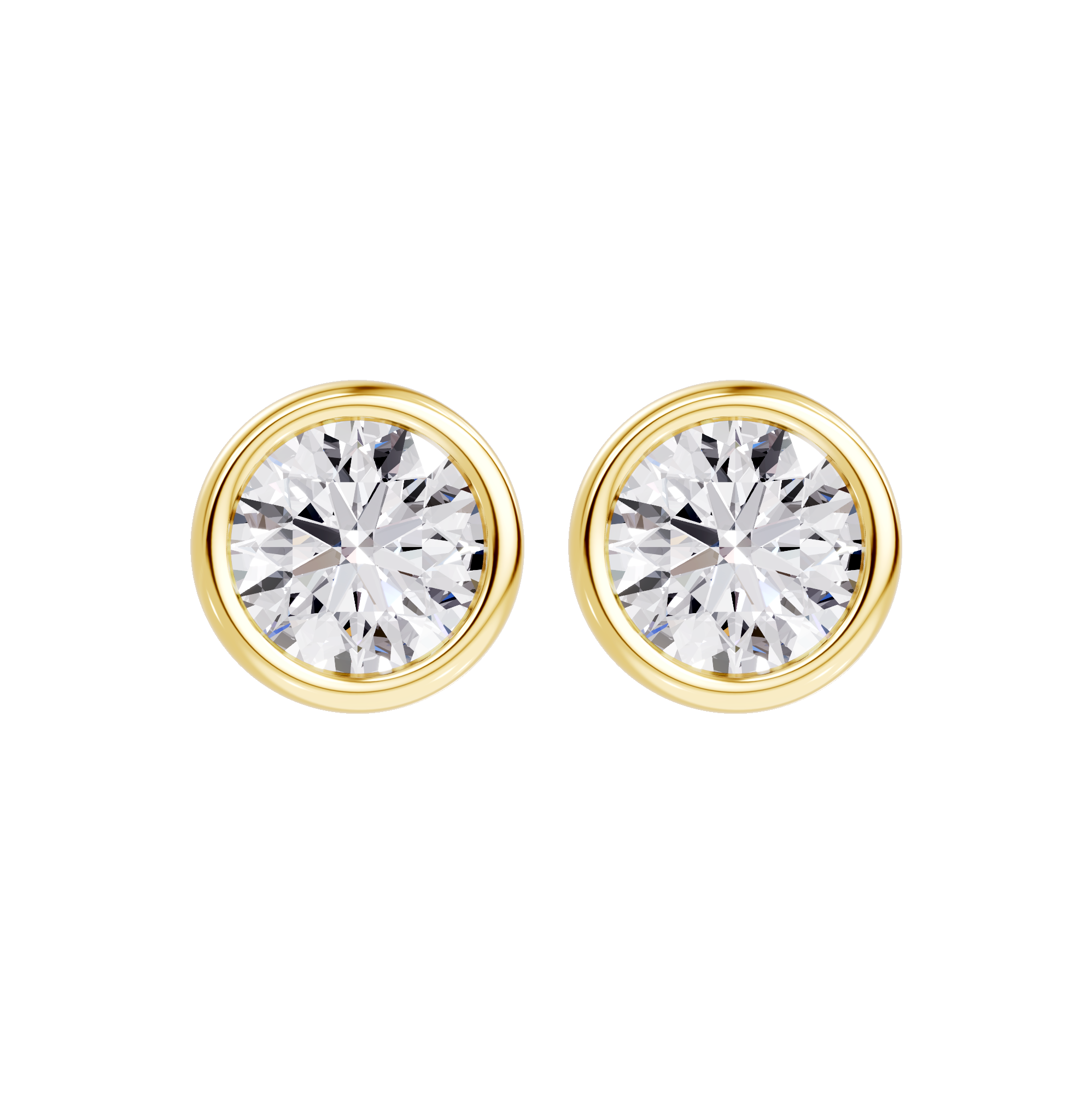 14K Yellow Gold Modern Bezel-Set Lab Diamond Stud Earrings (1 ct. tw.)